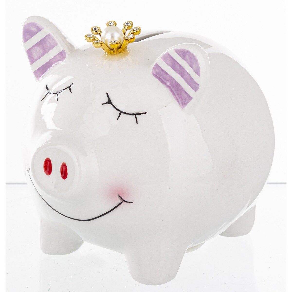 Skarbonka ceramiczna - 10,5x9,5x12,5 cm świnka PIGGY biała