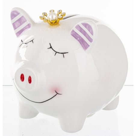 Skarbonka ceramiczna - 10,5x9,5x12,5 cm świnka PIGGY biała