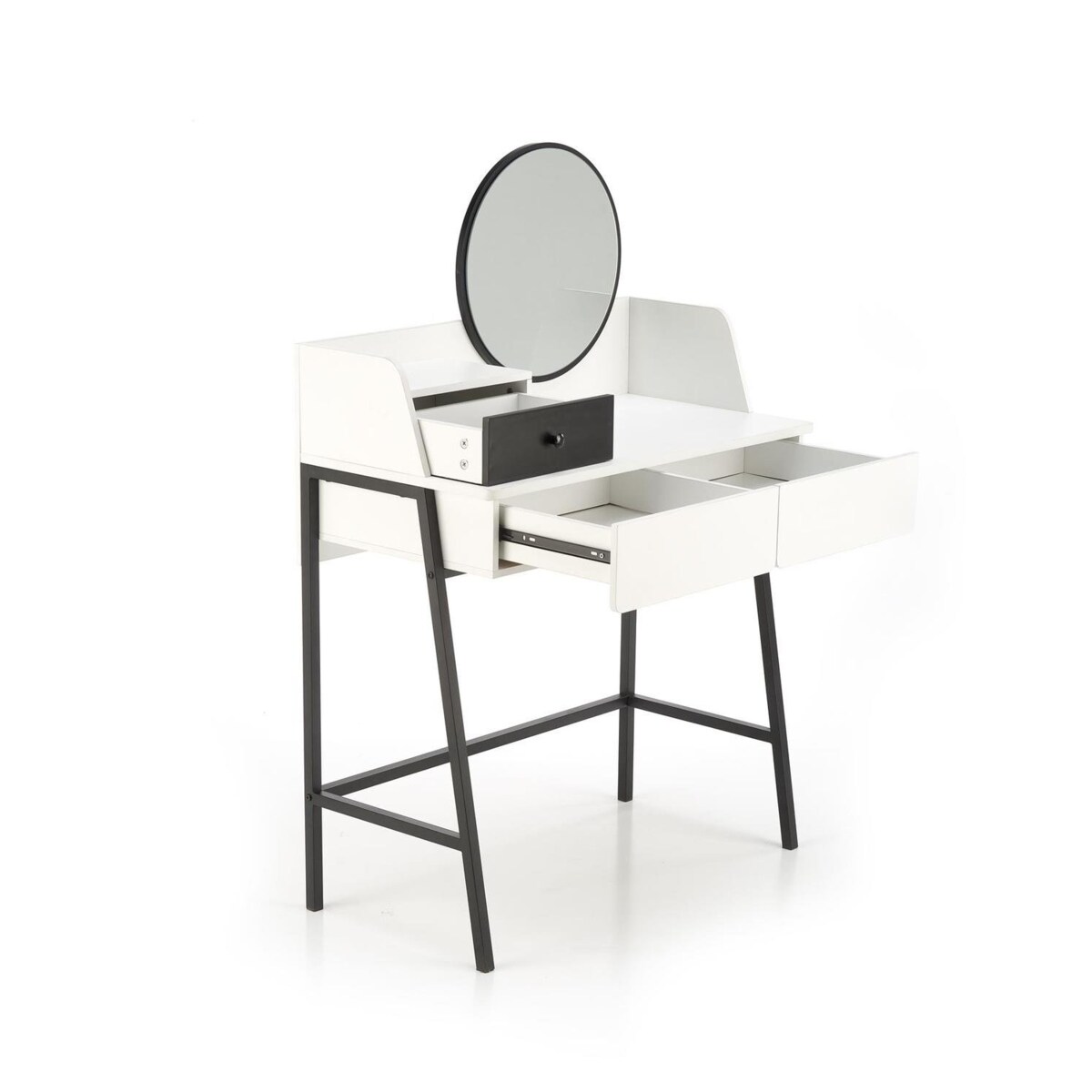 TOALETKA Sonia Z LUSTREM 35 cm biała/czarna 3 SZUFLADY