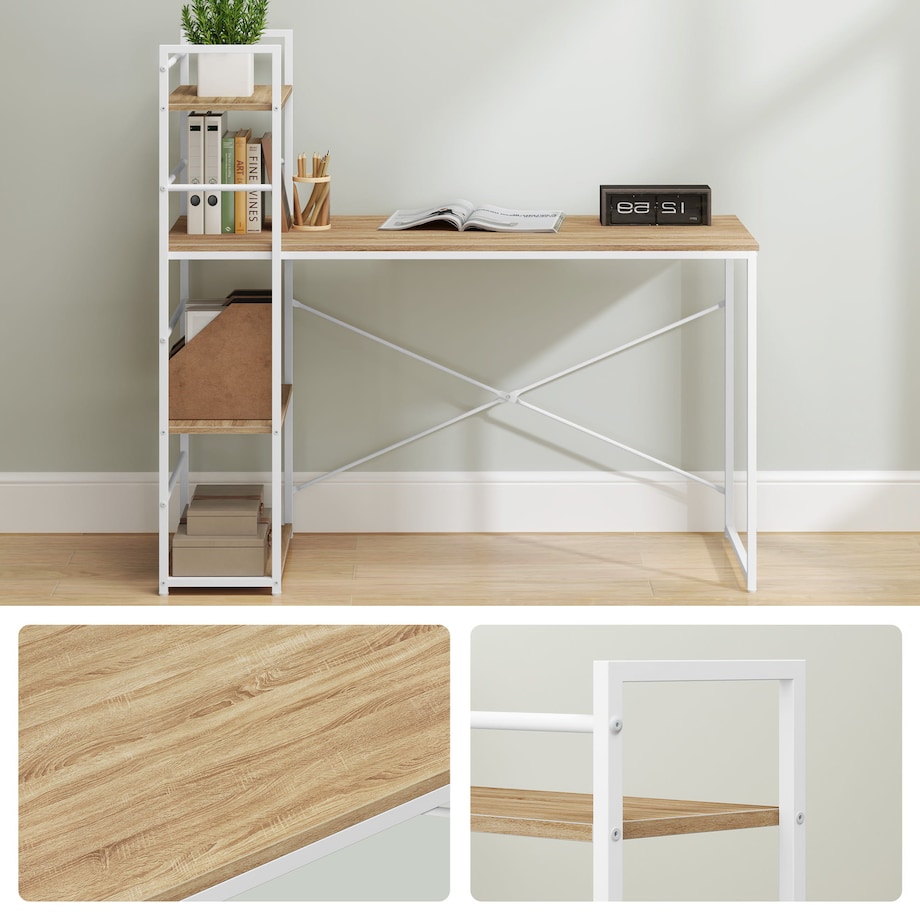 Biurko Komputerowe Max 4.0 Dąb Sonoma, Biały