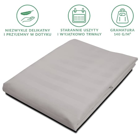 Prześcieradło bambusowe satyna bawełniana 160x240 Bamboo paski, szare