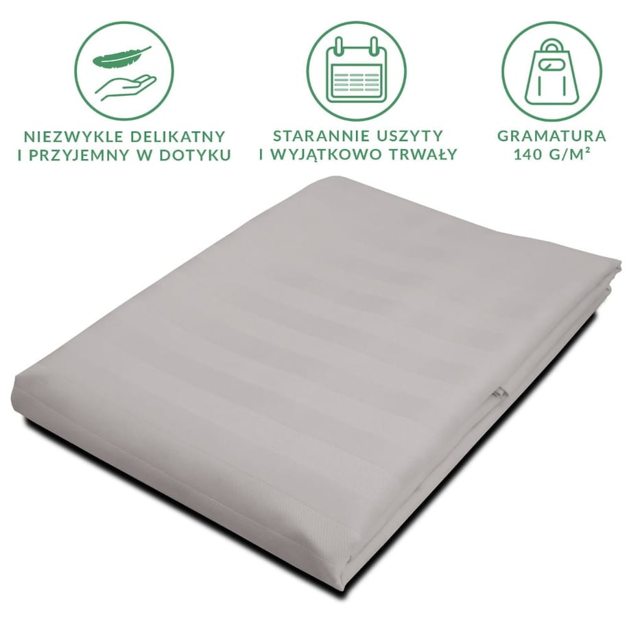 Prześcieradło bambusowe satyna bawełniana 160x240 Bamboo paski, szare