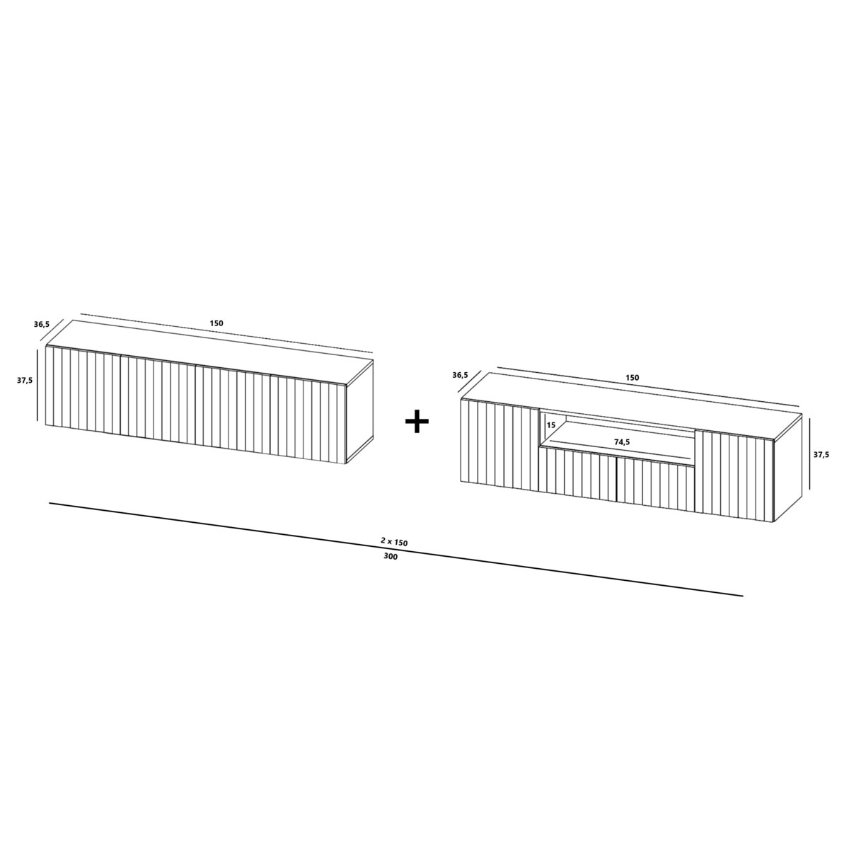 Nowoczesna Wisząca Szafka RTV Glamour Komoda RTV Granatowy Mat 300 cm