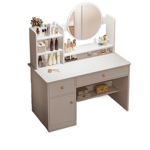 Toaletka z lustrem z szufladami biała makijażu glamour skandynawski 100 cm