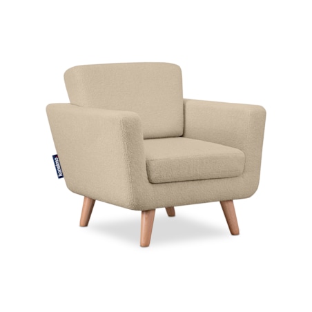 KONSIMO TAGIO Fotel pluszowy skandynawski w kolorze beżowym