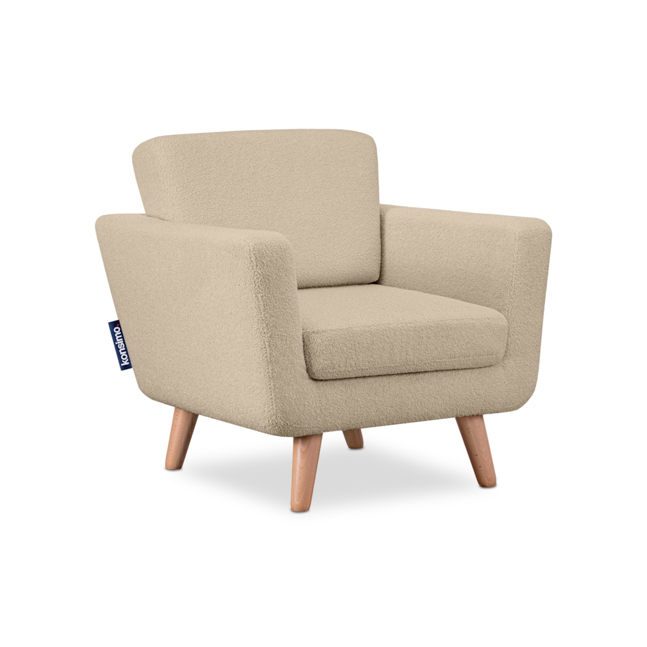 KONSIMO TAGIO Fotel pluszowy skandynawski w kolorze beżowym