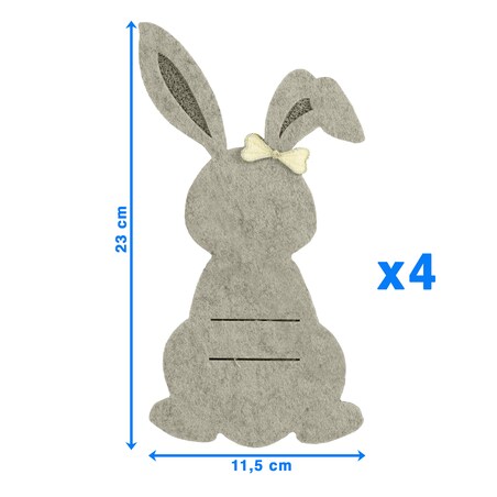 Kieszonka Etui Na Sztućce Wielkanocna Zajączek Filcowa Dekoracyjna Ozdobna Szary