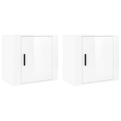 vidaXL Wiszące szafki nocne, 2 szt., białe z połyskiem, 50x30x47 cm