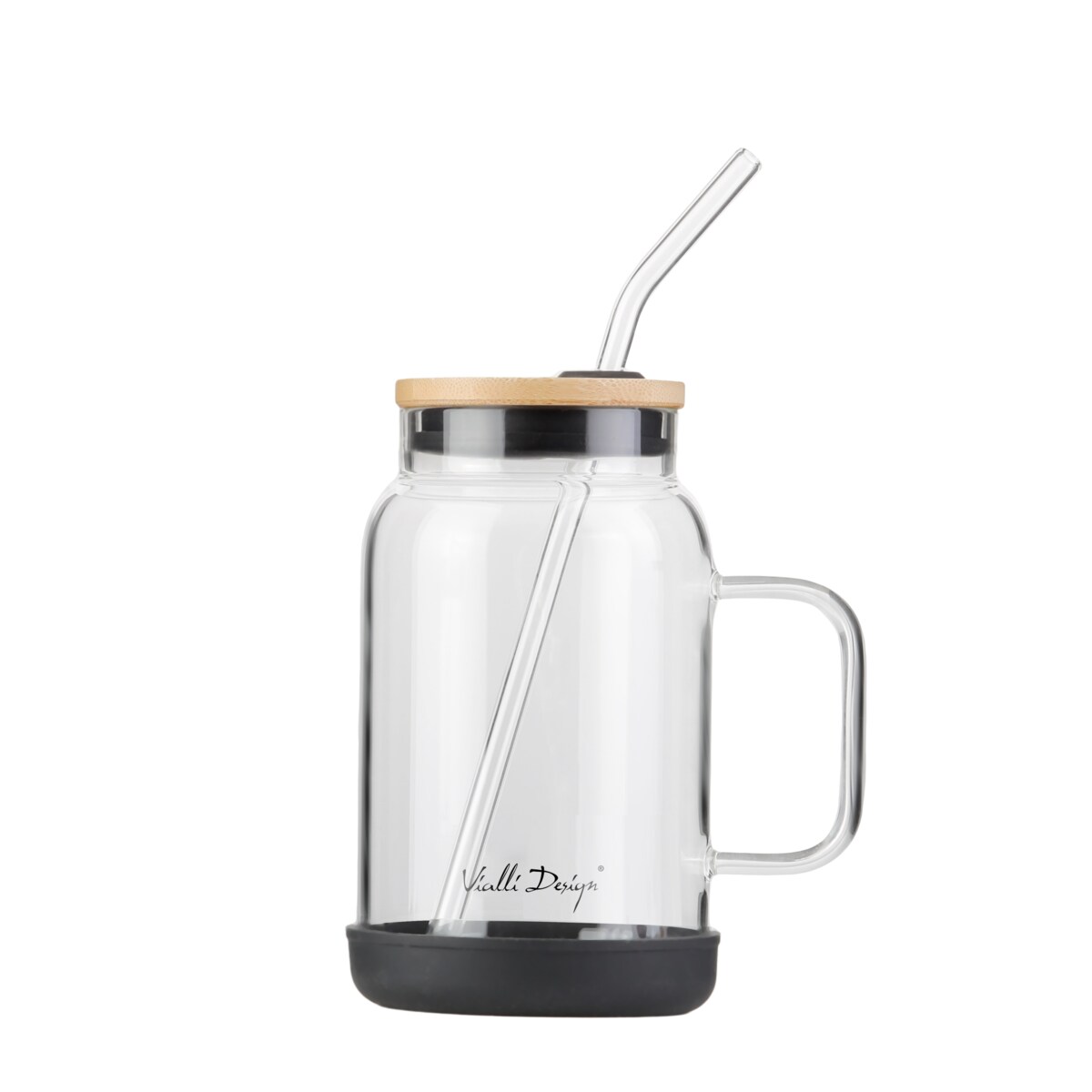 Słoik ze słomką 600 ml czarny Fuori 29804