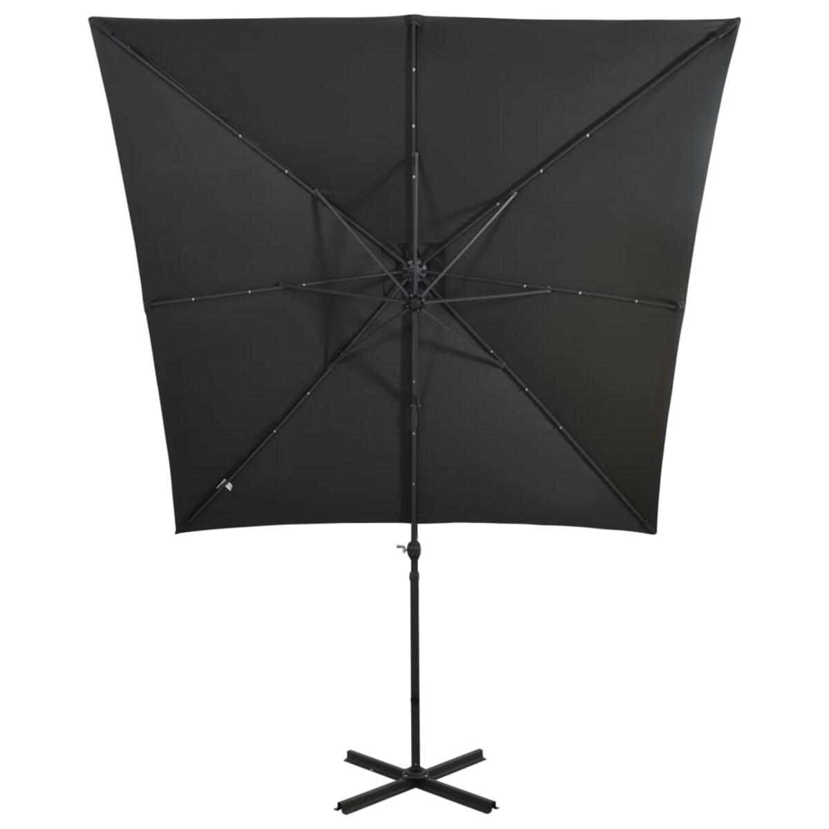vidaXL Parasol wiszący z lampkami LED i słupkiem, antracytowy, 250 cm