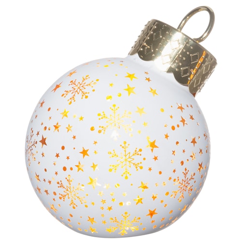 Bombka choinkowa szklana z oświetleniem LED, motyw gwiazdek, Ø 12 x 14 cm, kolor biały