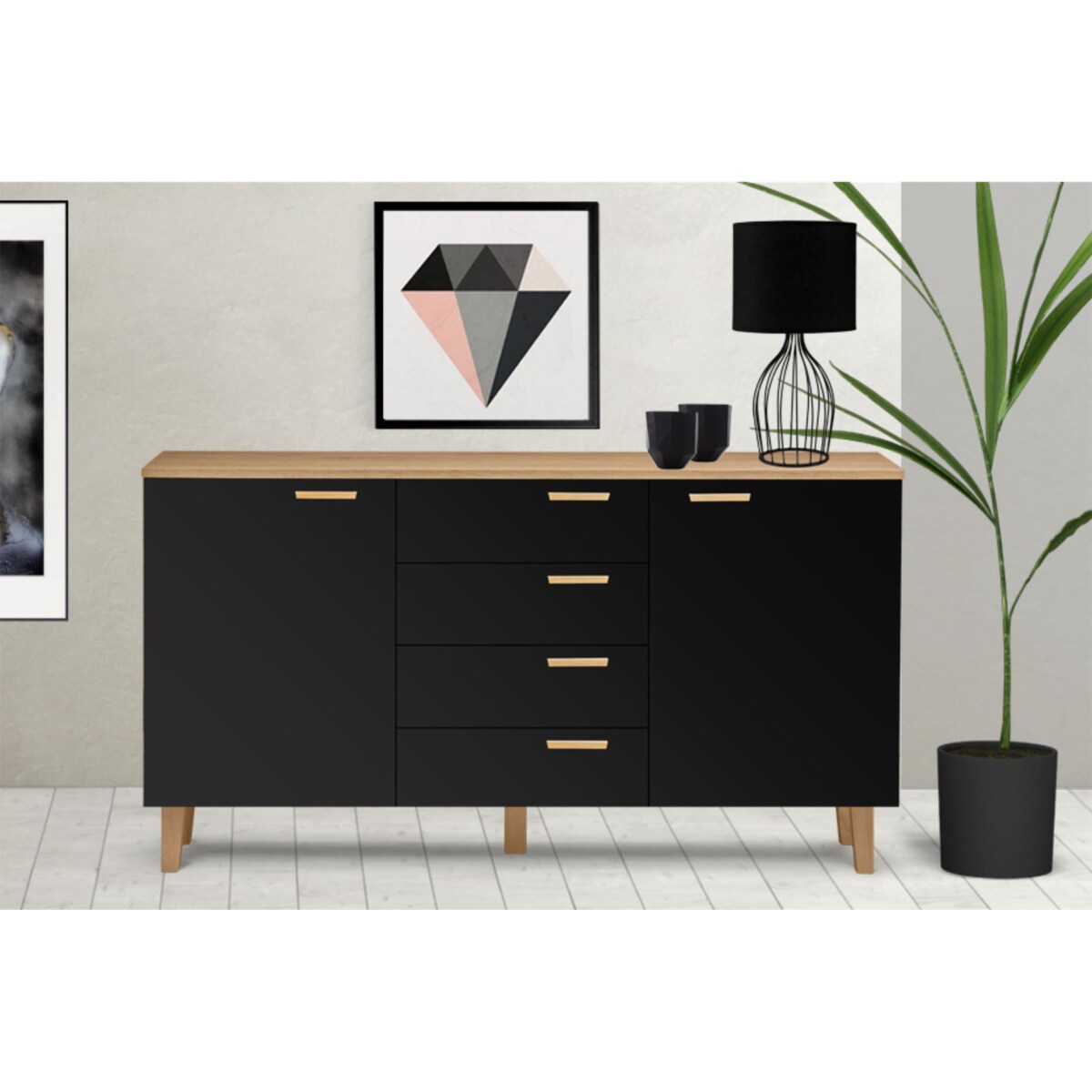 KONSIMO FRISK Skandynawska komoda z szufladami w kolorze czarnym