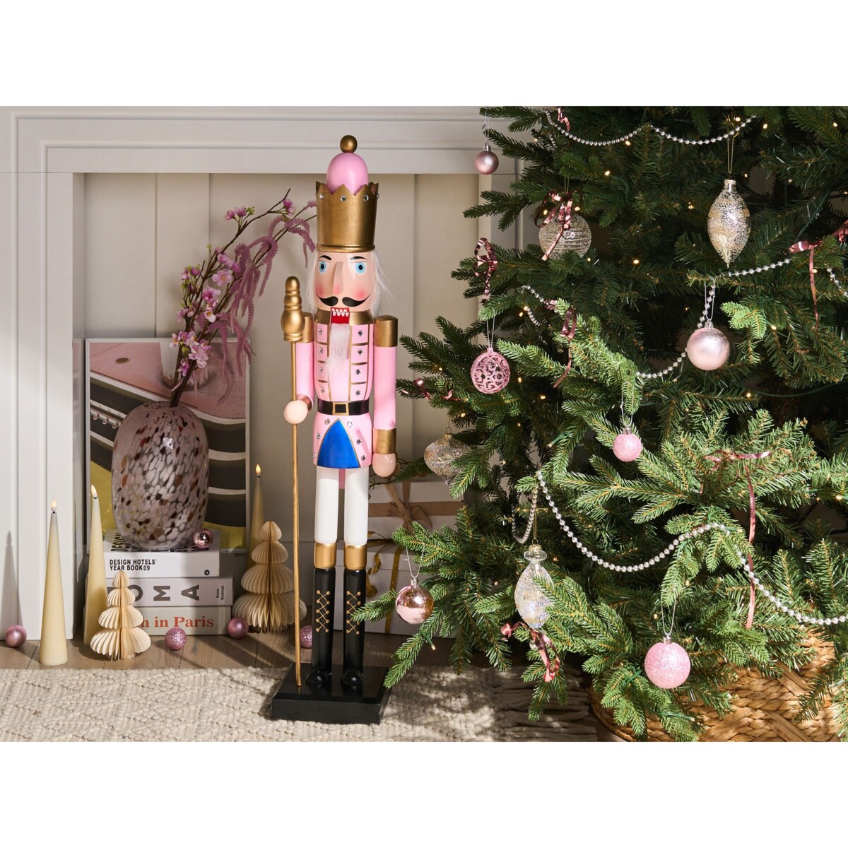 Figurka dekoracyjna TROSAAN Dziadek do orzechów 90 cm Różowy