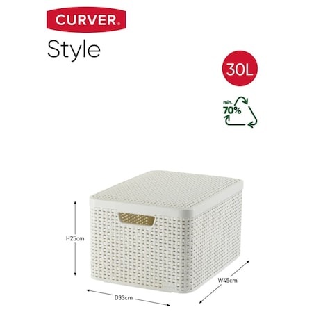 Curver Pojemnik do przechowywania z pokrywą Style, L, 30 L, kremowy