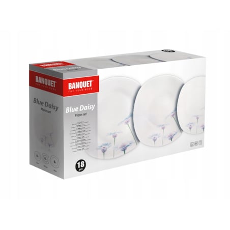 KOMPLET OBIADOWY 6 osób KWIATY talerze BANQUET kwadratowe HABRY jadalnia