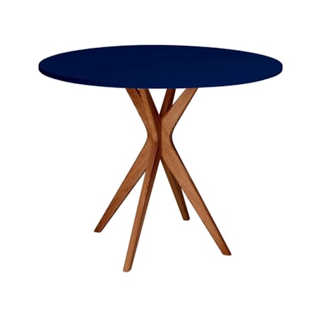 Stół okrągły CUTTI 80x80 granatowy/dąb