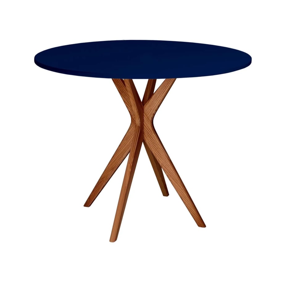 Stół okrągły CUTTI 80x80 granatowy/dąb