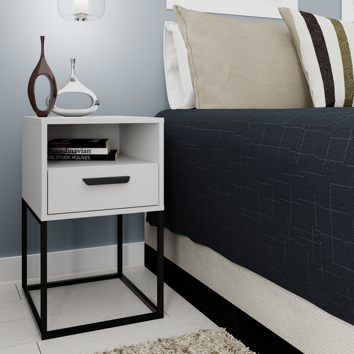 Konsimo RECTUS Zestaw stolików nocnych 2szt.w kolorze białym