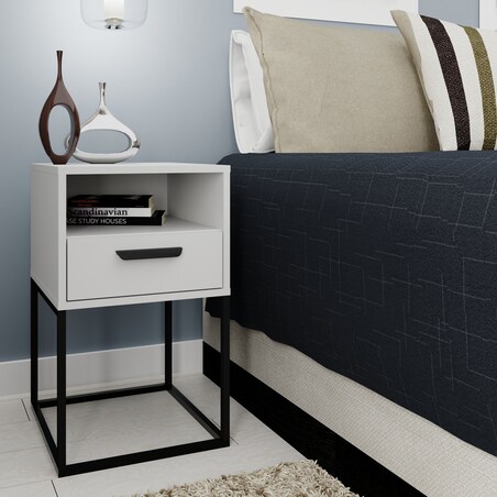 Konsimo RECTUS Zestaw stolików nocnych 2szt.w kolorze białym