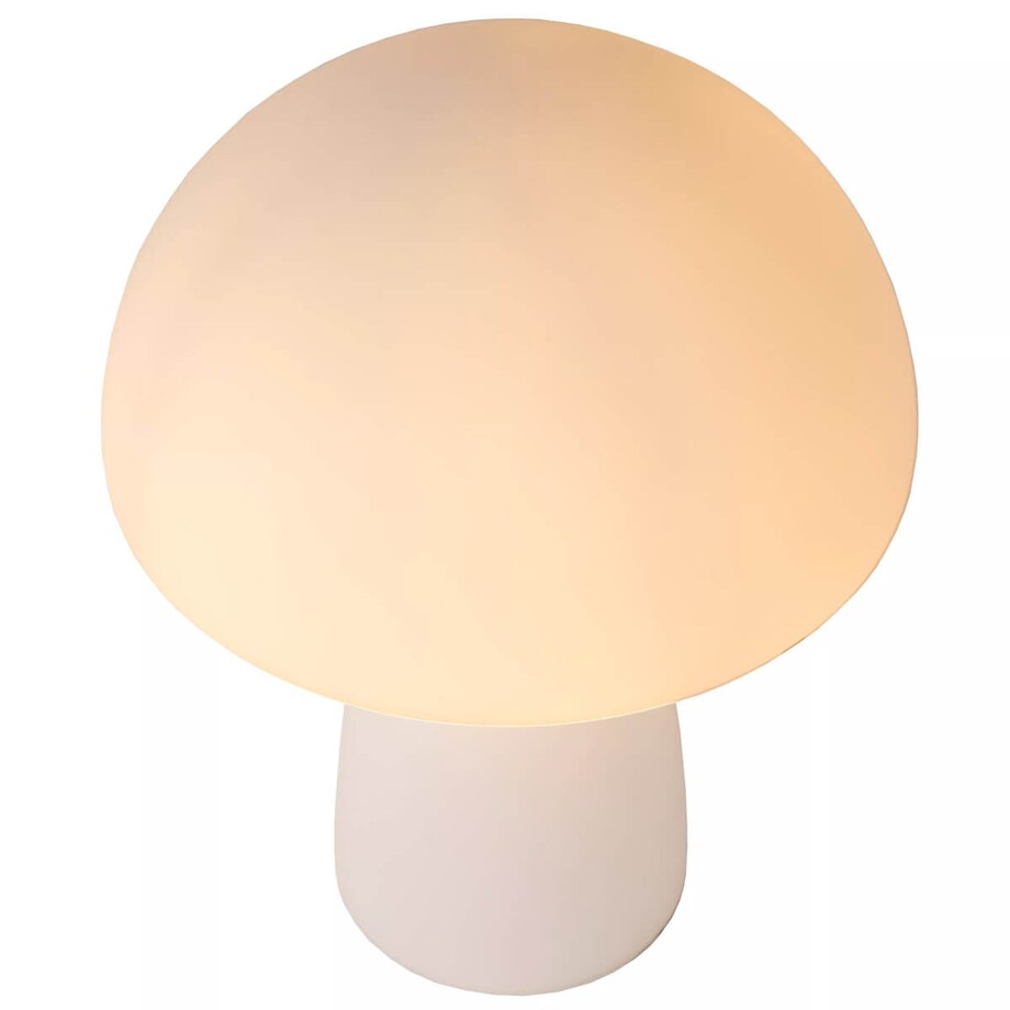 Biała lampa stojąca Fungo na szafkę nocną do sypialni