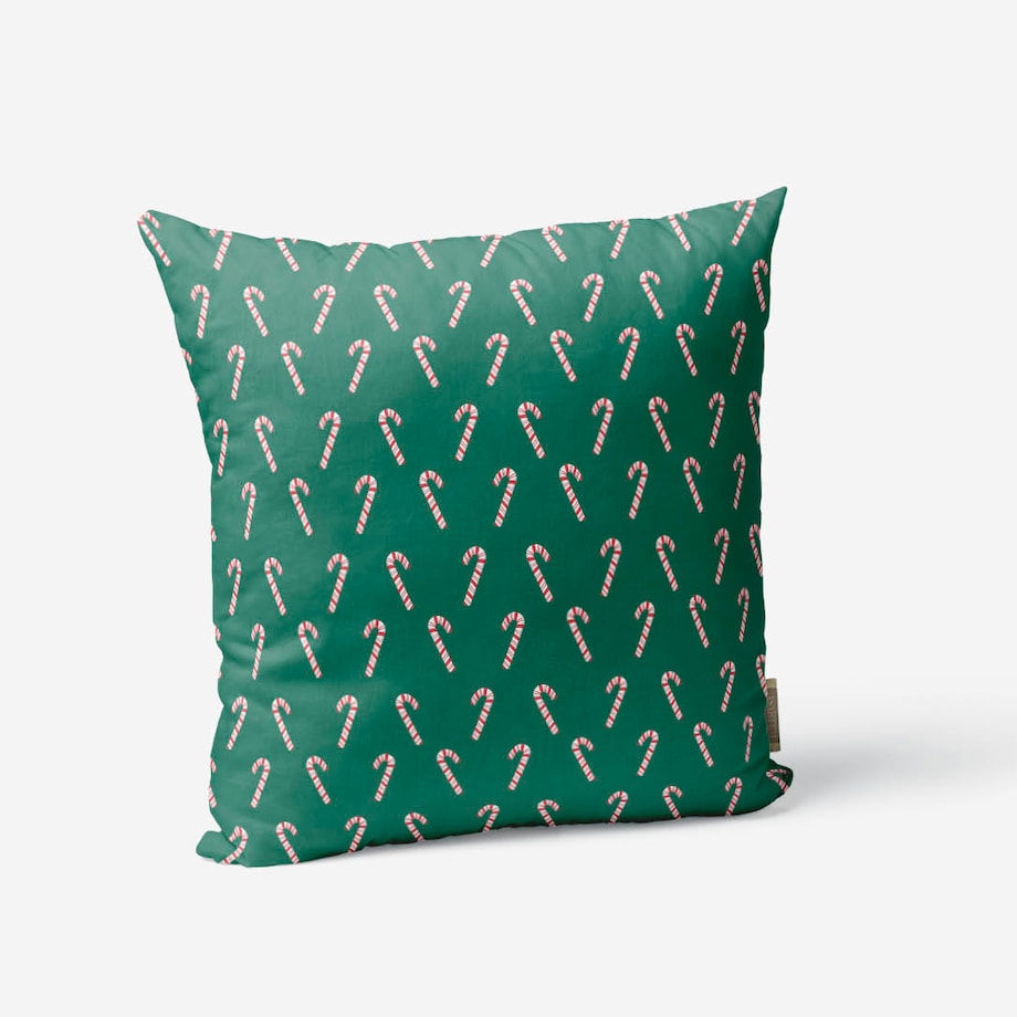 Poduszka świąteczna - Laski cukrowe - zielony 45x45 cm