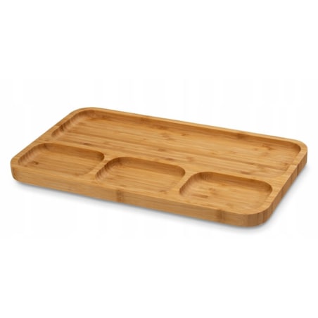 TALERZ BAMBUSOWY PATERA NA PRZEKĄSKI SERY oliwki wędlinkę jedzenie 33 cm