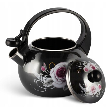 Czajnik Czarny Retro Emaliowany 2.2L Z Gwizdkiem Gaz Indukcja