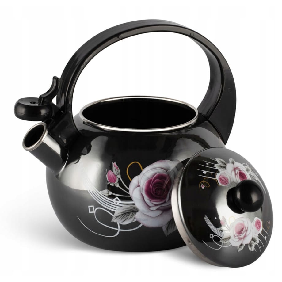 Czajnik Czarny Retro Emaliowany 2.2L Z Gwizdkiem Gaz Indukcja