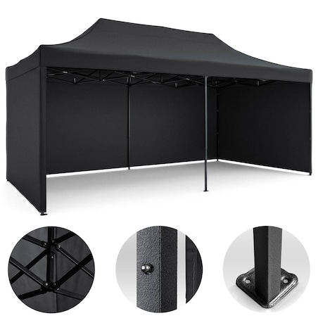 Pawilon ogrodowy Plonos PL-301 altana namiot handlowy imprezowy 3x6x3m 3 ściany czarny