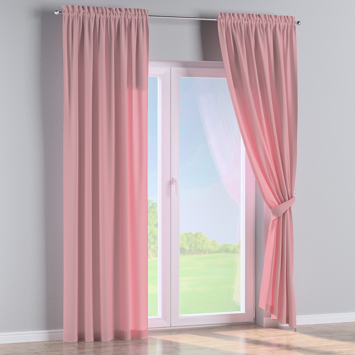 Zasłona na kanale z grzywką 1 szt. 130x245 brudny róż