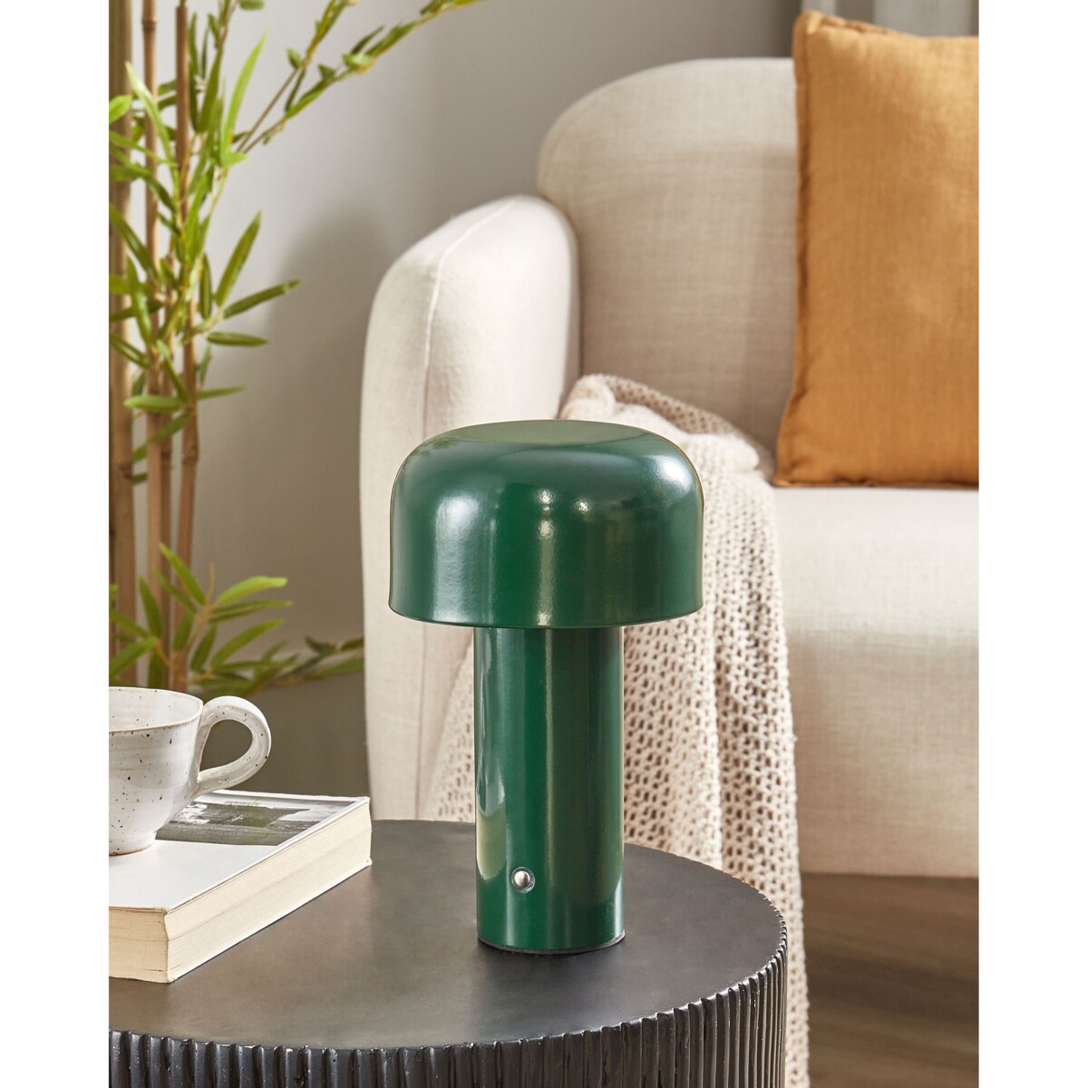 Bezprzewodowa lampa stołowa metalowa zielona BESOS