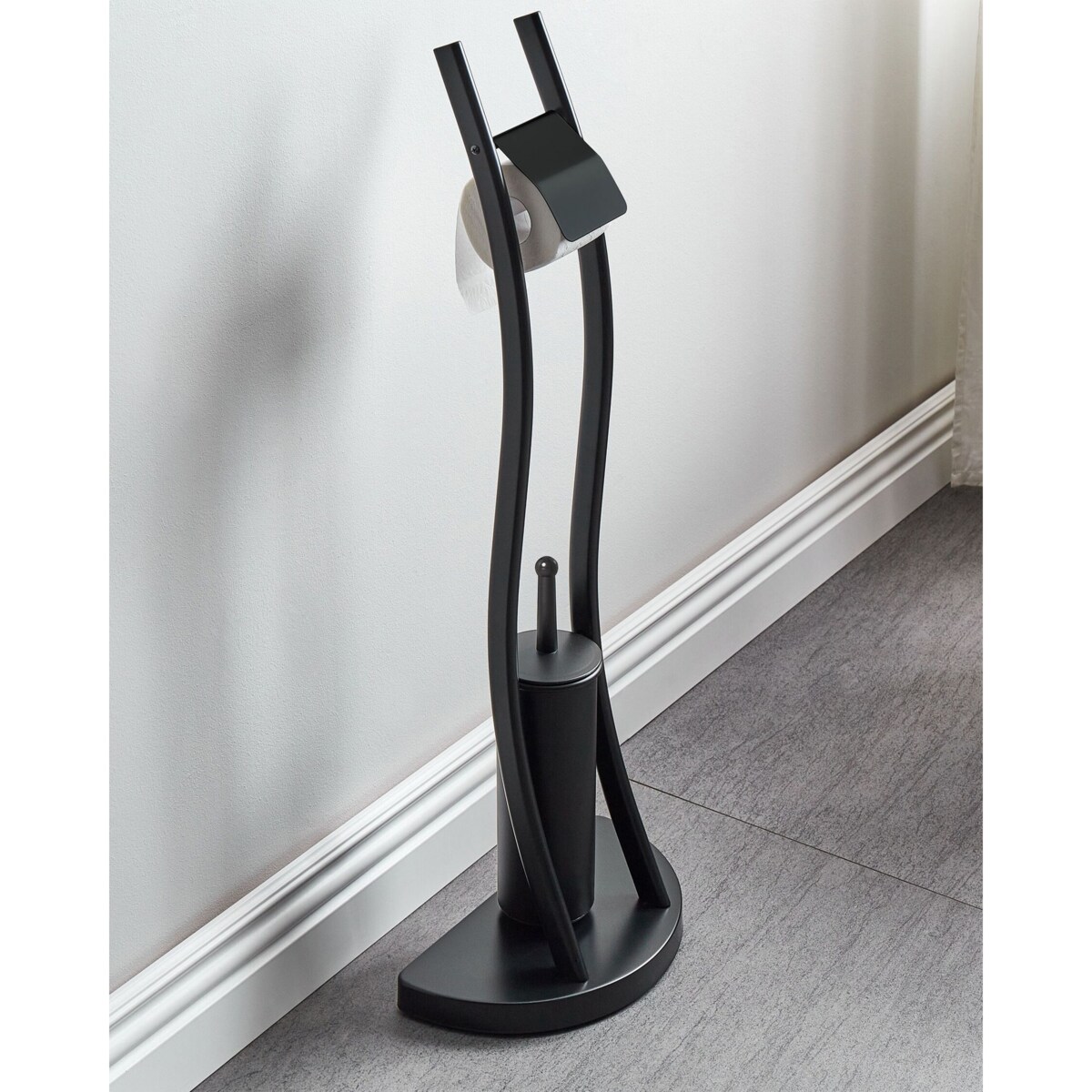 Stojak na papier i szczotkę toaletową czarny SOACHA