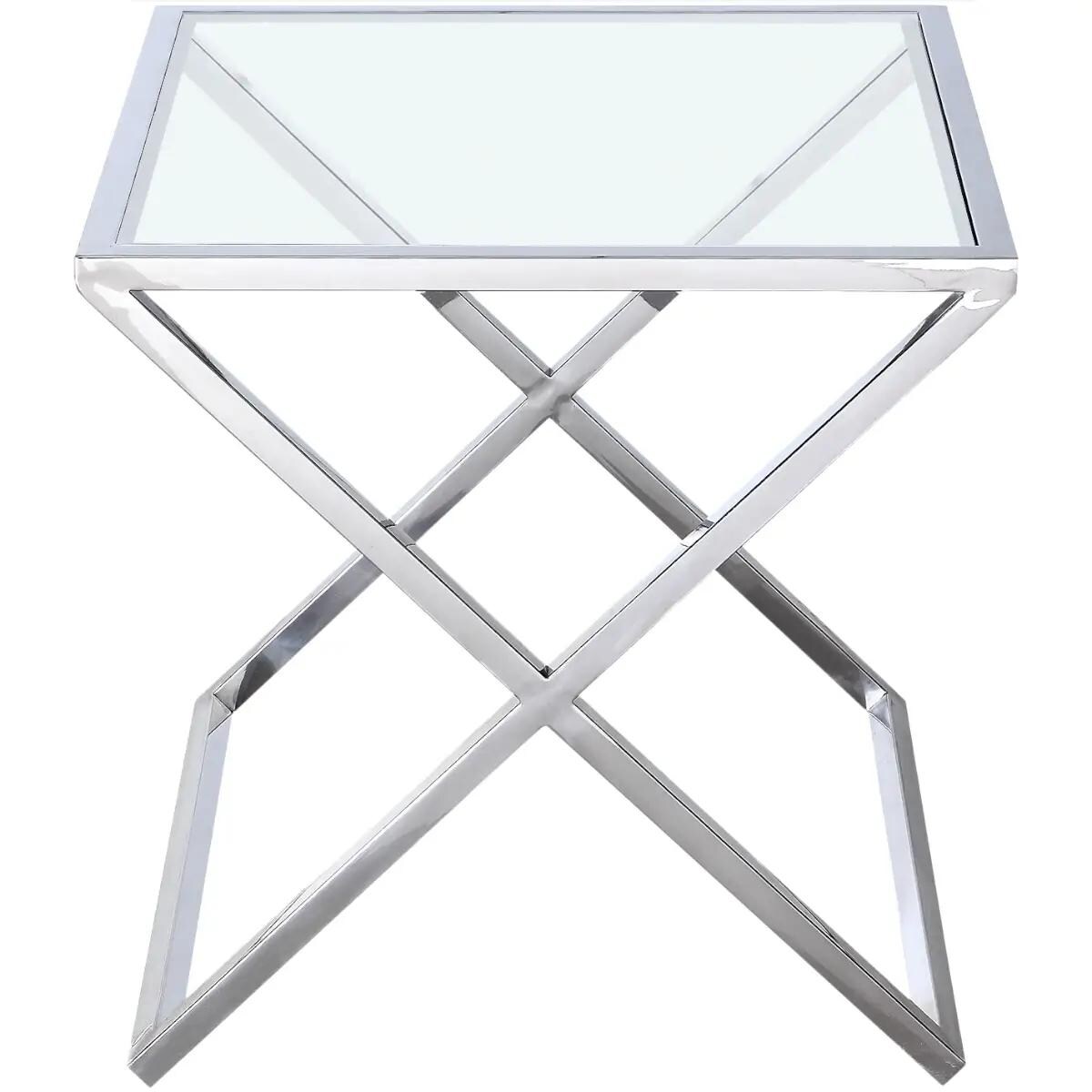 Kwadratowy stolik kawowy Broadway BR-ST1205S Cosmolight srebrny przezroczysty