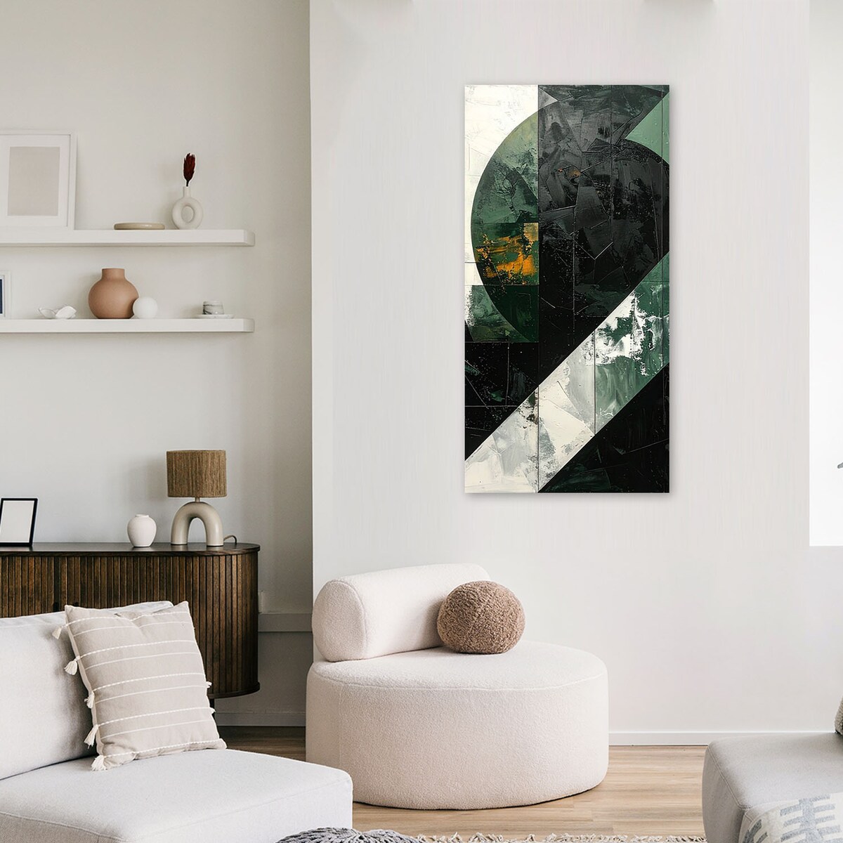 Obraz do salonu sypialni biura kuchni, Abstrakcja kształty zielony szary