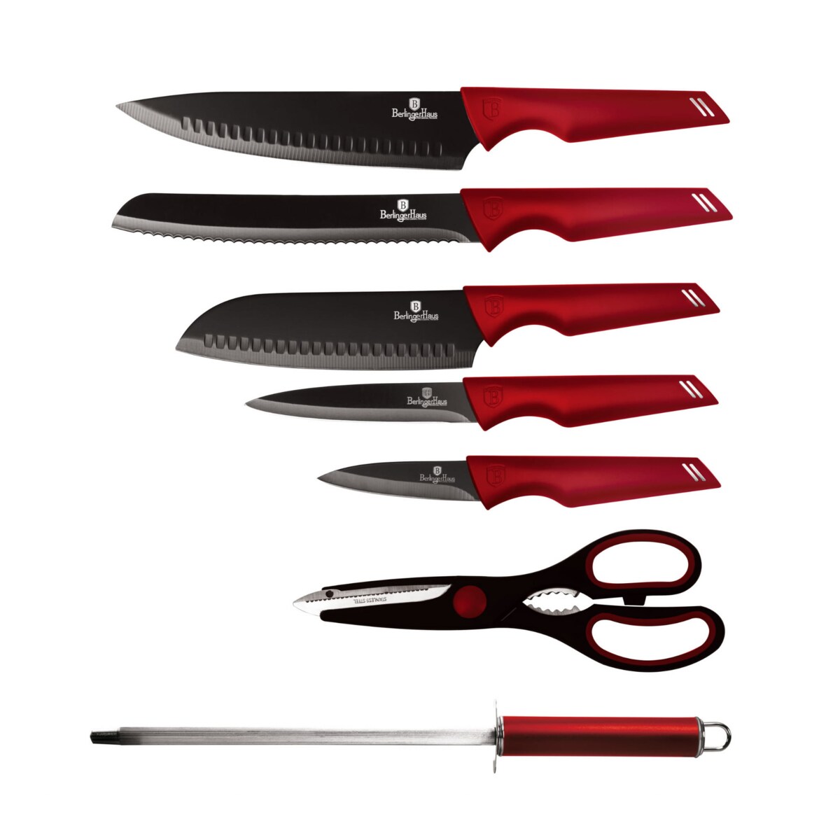 Zestaw noży 8 elementów komplet noże BERLINGER HAUS Burgundy