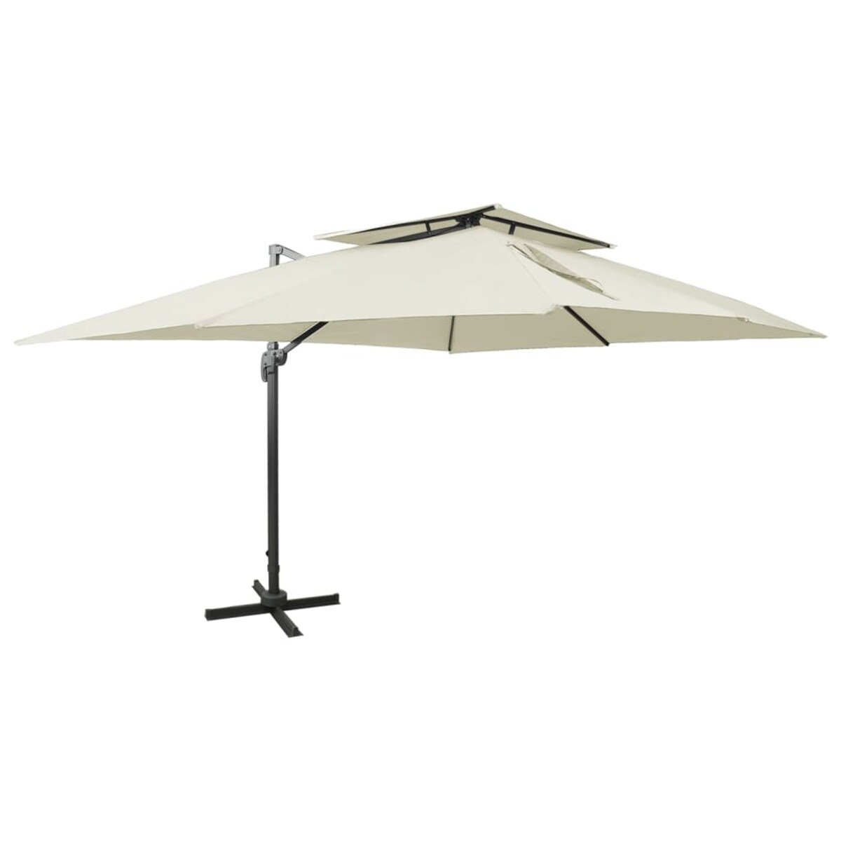 vidaXL Parasol wiszący z podwójną czaszą, 400x300 cm, piaskowy