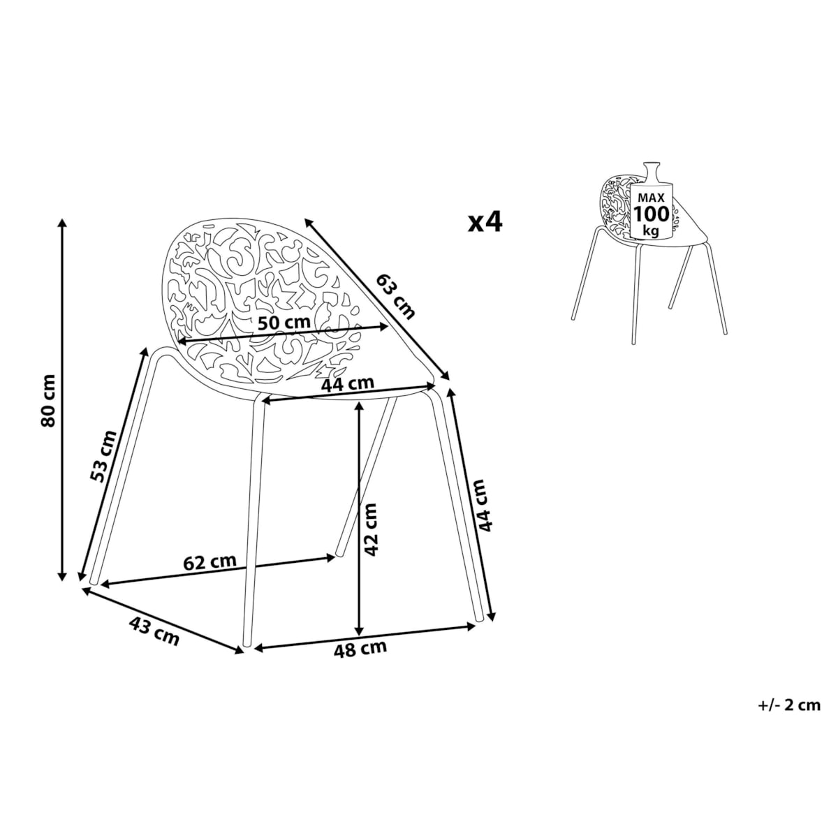 Zestaw 4 krzeseł do jadalni biały MUMFORD