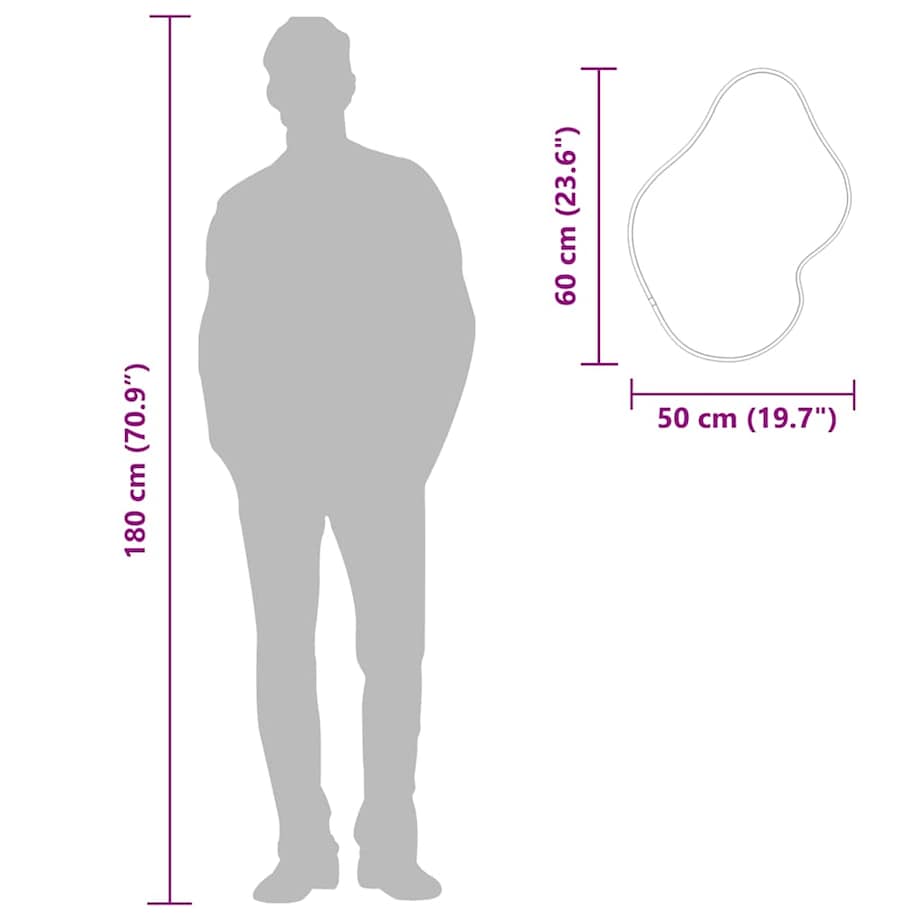 vidaXL Lustro ścienne, srebrne, 60x50 cm