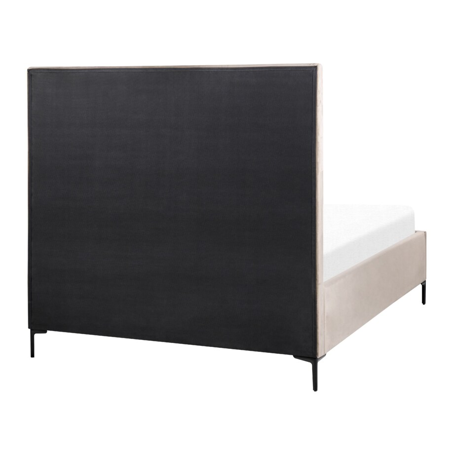 Łóżko z pojemnikiem welurowe 140 x 200 cm szarobeżowe SEZANNE