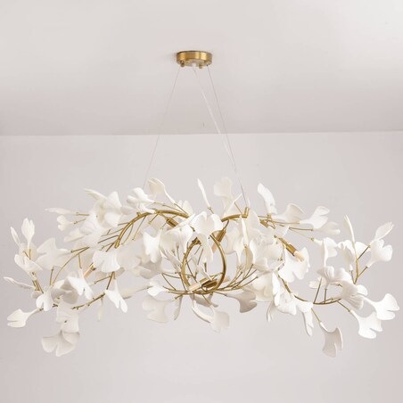 Dekoracyjna lampa wisząca Botanika XY080P-120 Step liście ceramika biały złoty