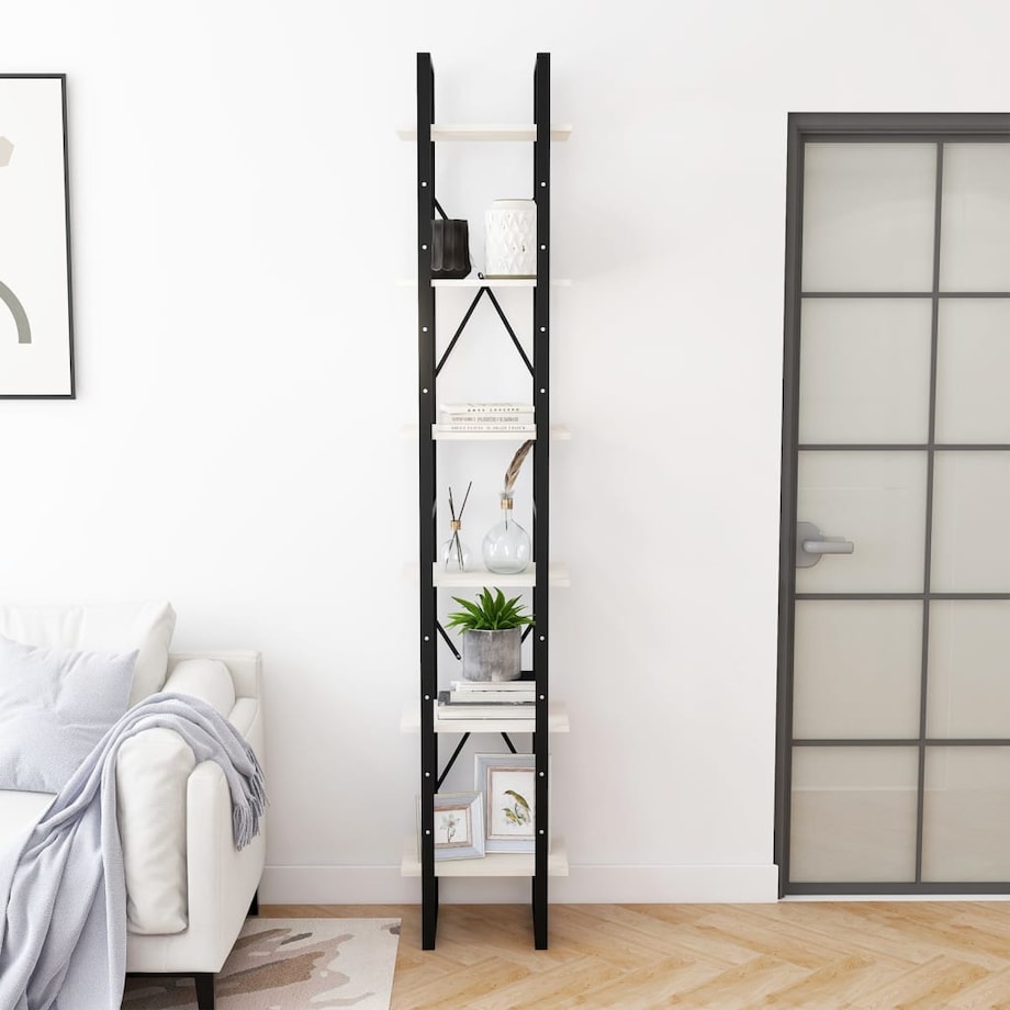 vidaXL Wysoki regał, biały, 40x30x210 cm, lite drewno sosnowe