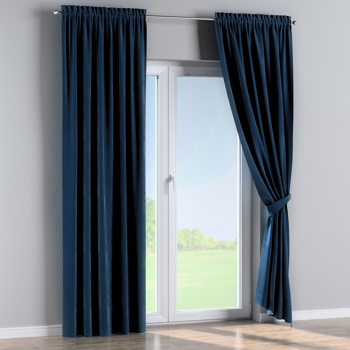 Zasłona na kanale z grzywką 1 szt. 130x260 granat