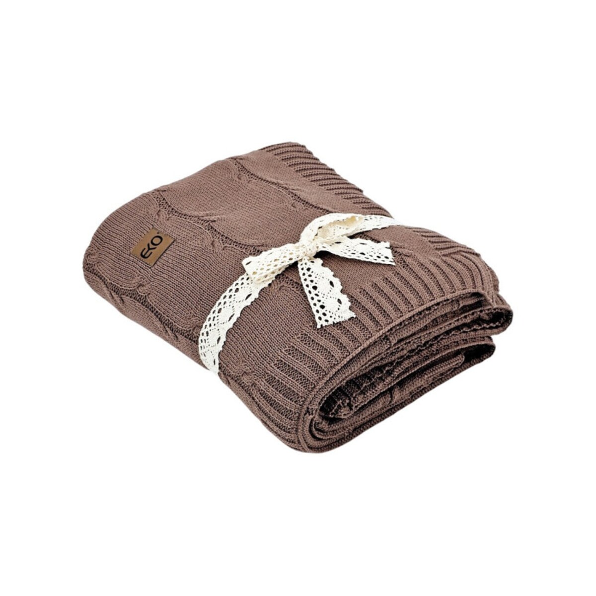 Koc dzianinowy Bawełna+Kaszmir 150x200 cm – ROMA CHOCOLATE