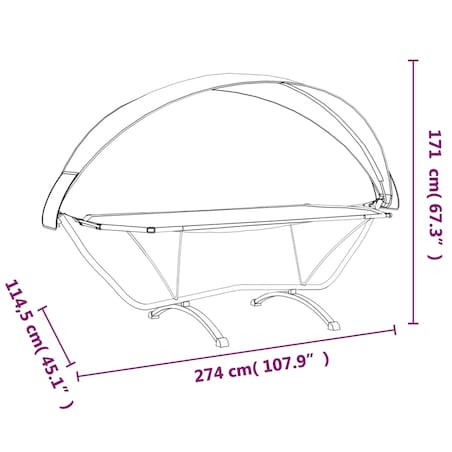 vidaXL Leżak z zadaszeniem, czarny, stal i tkanina Oxford