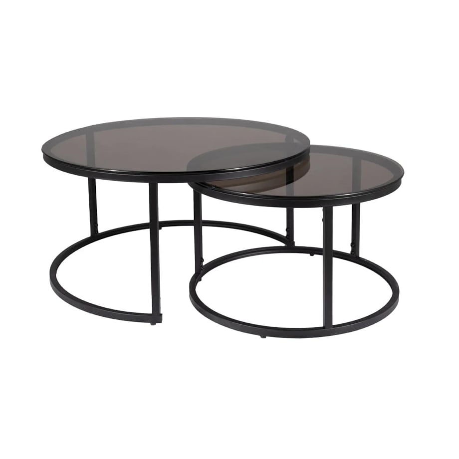 Zestaw 2 ław FERRANTE E szary/czarny mat