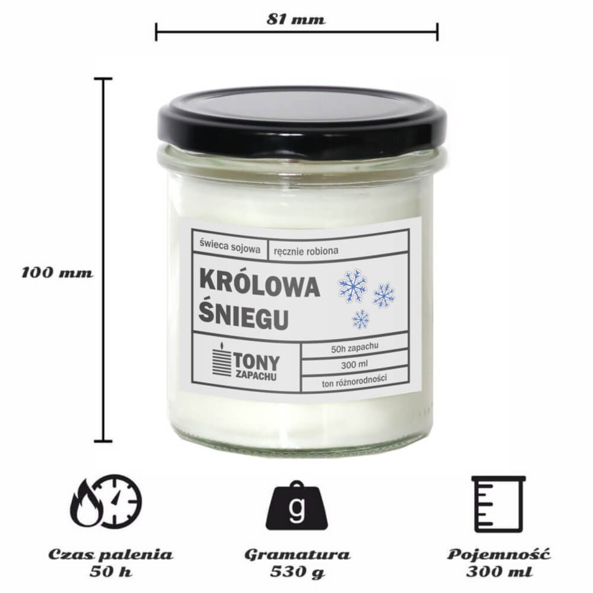 Naturalna zimowa świeca sojowa "KRÓLOWA ŚNIEGU"- delikatne połączenie świeżości i elegancji. Prezent upominek dla mamy kobiety dziewczyny babci żony niej koleżanki przyjaciółki
