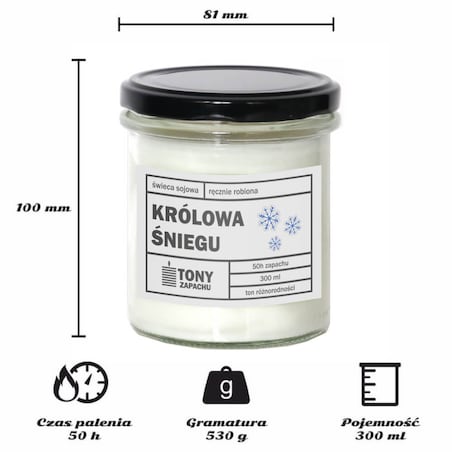Naturalna zimowa świeca sojowa "KRÓLOWA ŚNIEGU"- delikatne połączenie świeżości i elegancji. Prezent upominek dla mamy kobiety dziewczyny babci żony niej koleżanki przyjaciółki