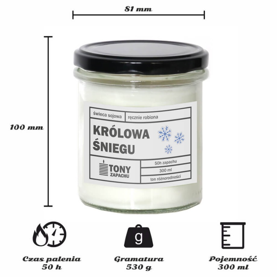 Naturalna zimowa świeca sojowa "KRÓLOWA ŚNIEGU"- delikatne połączenie świeżości i elegancji. Prezent upominek dla mamy kobiety dziewczyny babci żony niej koleżanki przyjaciółki