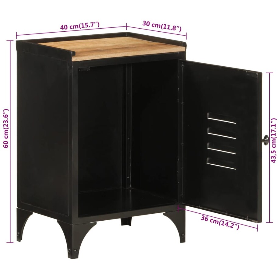 vidaXL Szafka łazienkowa, 40x30x60 cm, żelazo i lite drewno mango