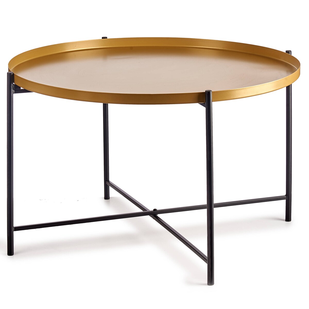 Niski stolik kawowy ze złotym blatem, Ø 76,5 cm